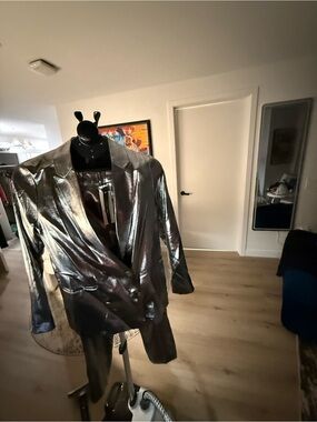 Topshop Metallic Silver Tailored Blazer & Pant Set